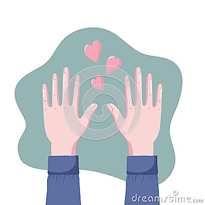 Pair of human hands raised in celebration Vector Illustration