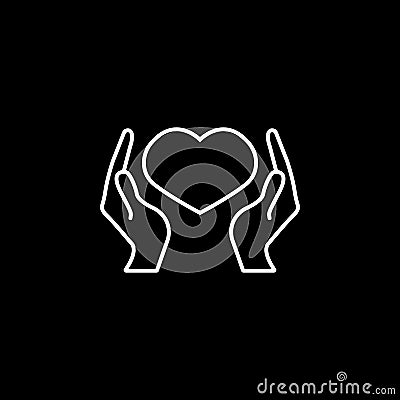 Human hands holding and protect red heart love and health symbol vector illustration Vector Illustration