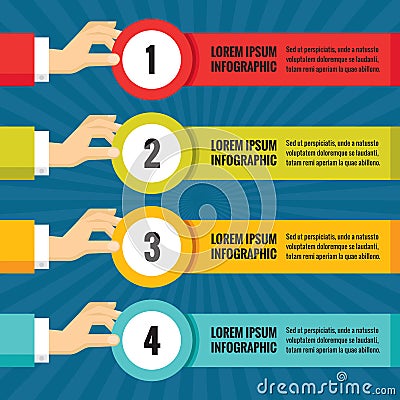 Human hands with numbered blocks - infographic business concept - vector concept illustration in flat style design. Vector Illustration