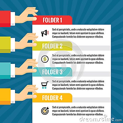 Human hands with numbered blocks - infographic business concept - vector concept illustration in flat style design. Vector Illustration