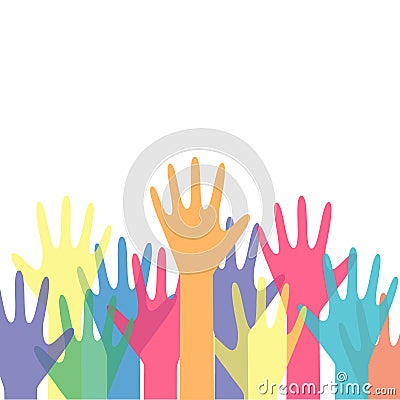 Human hands reaching up colorful vector illustration. Vector Illustration