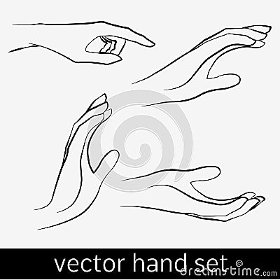 Human hands set, vector sketch style, gesture Vector Illustration