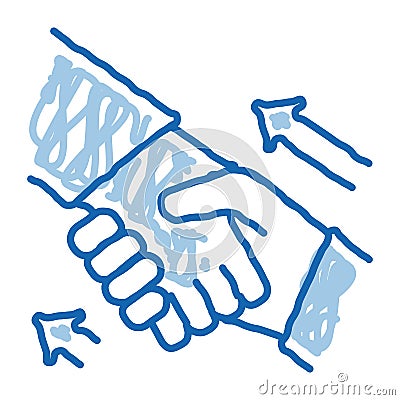 human handshake doodle icon hand drawn illustration Vector Illustration