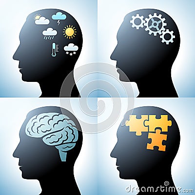 Human head with brain concepts Vector Illustration