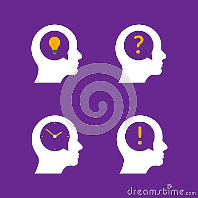 Human head brain idea profile. Person business question people mind creative illustration icon Vector Illustration