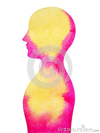 Human head chakra body mind mental health healing spiritual imagine yoga breath power peace inspiring energy emotion holistic Cartoon Illustration