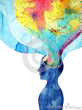 Human head, chakra power, inspiration abstract thinking thought Stock Photo