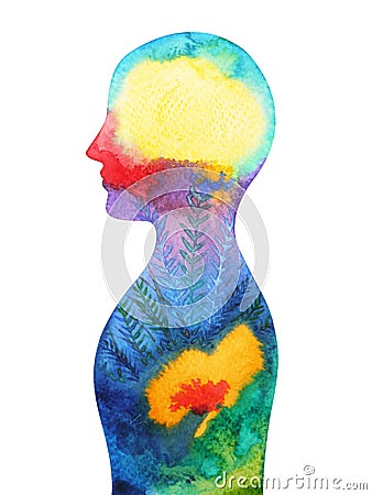 Human head, chakra power, inspiration abstract thought, world, universe inside your mind Stock Photo