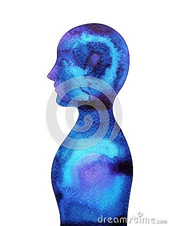 Human head, chakra power, inspiration abstract thought, world, universe inside your mind Stock Photo