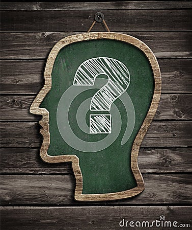 Human head chalkboard and question mark concept Stock Photo