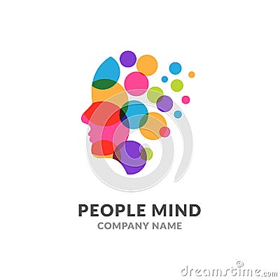 Human head face logo, creative brain man. Digital profile face innovation intelligence mind design logo Vector Illustration