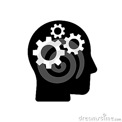 Human head gears tech logo, Cogwheel engineering technological inside brain, Artificial intelligence Vector Illustration