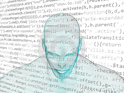 Human head with java code Stock Photo