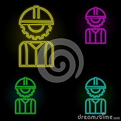 human head mechanism neon color set icon. Simple thin line, outline vector of automation icons for ui and ux, website or mobile Stock Photo