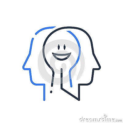 Human head profile, cognitive psychology or psychotherapy concept, positive thinking Vector Illustration
