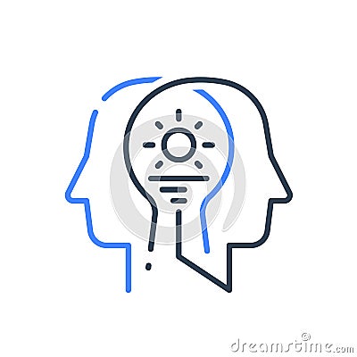 Human head profile and sunrise, cognitive psychology or psychiatry concept, inner calm or harmony Vector Illustration