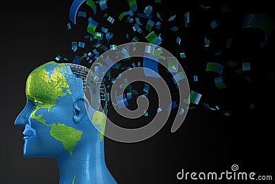 Human Head shaped Earth Stock Photo