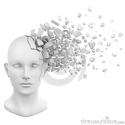 Human head shatter white Stock Photo
