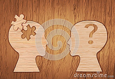 Human head silhouette, mental health symbol. Puzzle. Stock Photo