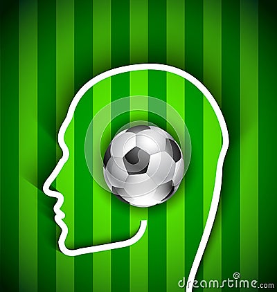 Human head with soccer ball - supporters Vector Illustration