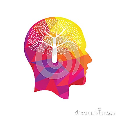 A Human head tree with leaves logo icon illustration. Vector Illustration