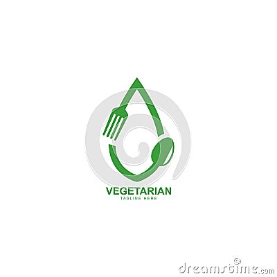 Human healthy vegetarian food logo vector icon illustration Vector Illustration