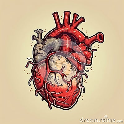 Human heart close up, 2d Stock Photo