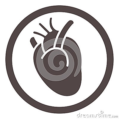 Human heart icon. Medical round black symbol Vector Illustration