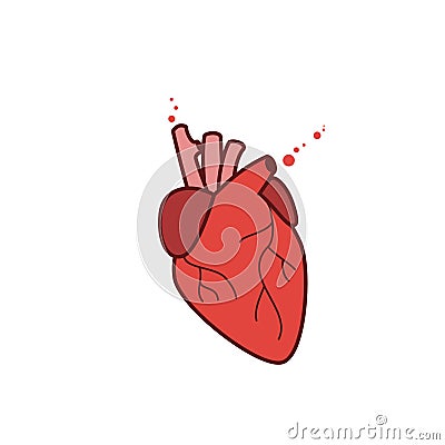 Human heart icon vector realistic illustration Vector Illustration