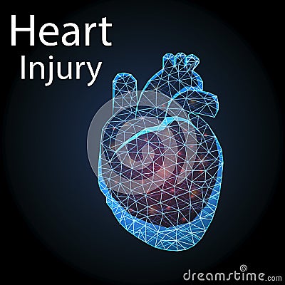 Human heart injury low poly. Organ anatomy Vector Illustration