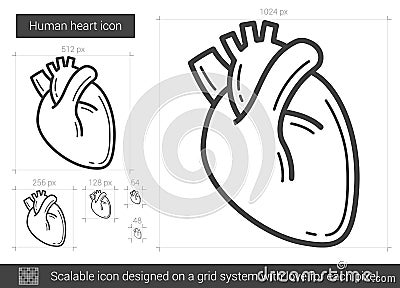 Human heart line icon. Vector Illustration