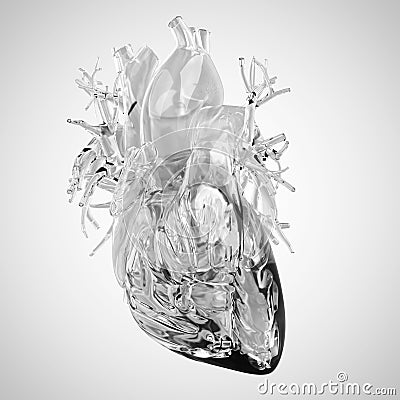 Human heart made of glass Cartoon Illustration