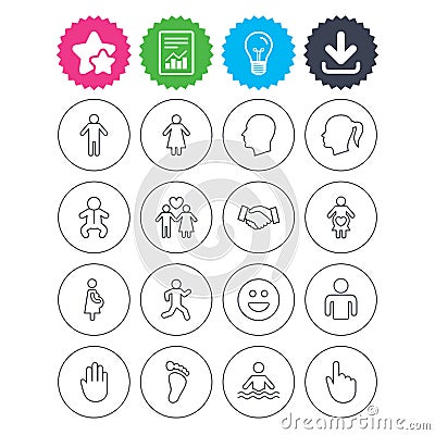 Human icons. Toddler and pregnant woman. Vector Illustration