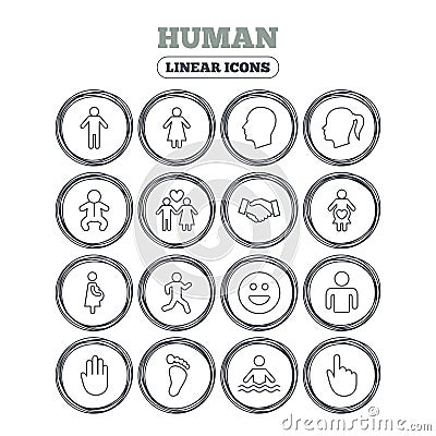 Human icons. Toddler and pregnant woman. Vector Illustration