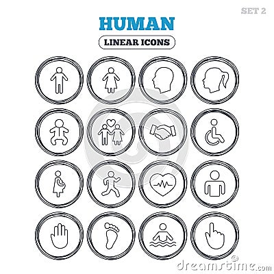 Human icons. Toddler and pregnant woman. Vector Illustration