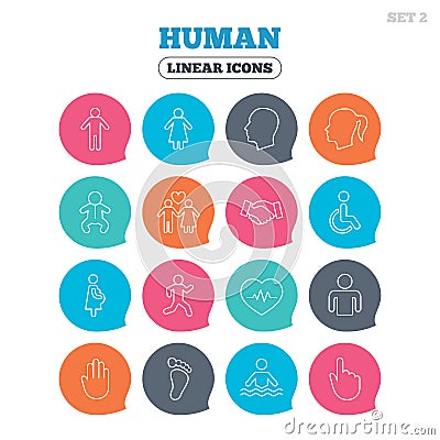 Human icons. Toddler and pregnant woman. Vector Illustration