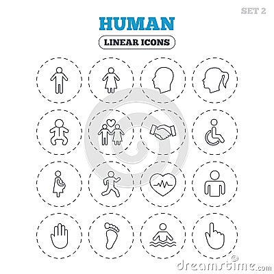 Human icons. Toddler and pregnant woman. Vector Illustration