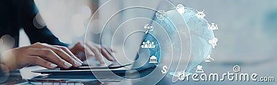 Human interact with AI artificial intelligence brain process generative AI EIDE Stock Photo