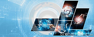 Human interact with AI artificial intelligence virtual assistant NLP robot Stock Photo