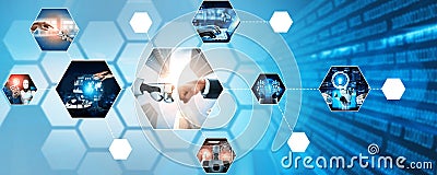 Human interact with AI artificial intelligence virtual assistant NLP robot Stock Photo