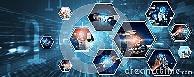 Human interact with AI artificial intelligence virtual assistant NLP robot Stock Photo