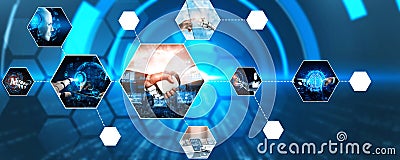 Human interact with AI artificial intelligence virtual assistant NLP robot Stock Photo
