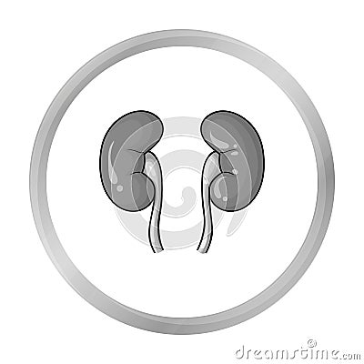 Human kidneys icon in monochrome style isolated on white background. Human organs symbol stock vector illustration. Vector Illustration