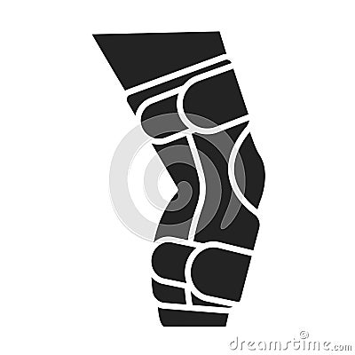 Human knee orthosis medical equipment glyph black icon. Orthopedic leg joint bandage. Isolated vector element Vector Illustration