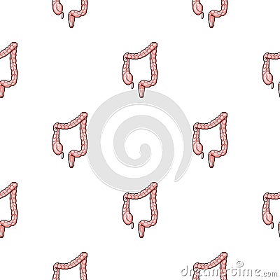 Human large intestine icon in cartoon style isolated on white background. Human organs symbol stock vector illustration. Vector Illustration