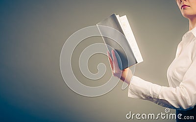 Human learning reading book. Education leisure. Stock Photo