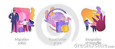 Human legal migration abstract concept vector illustrations. Vector Illustration