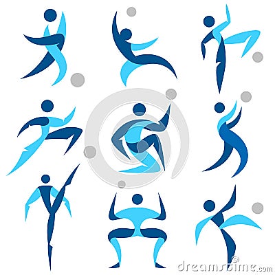 Human logo sport icons set Vector Illustration