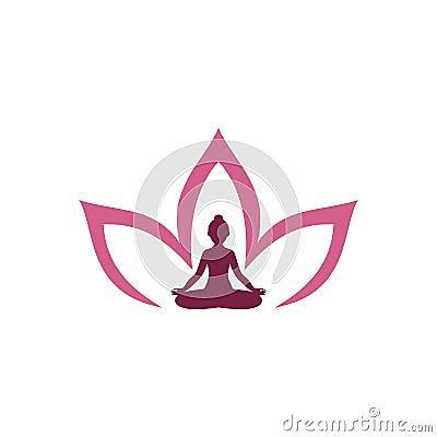 Human and lotus concept design yoga logo Vector Illustration
