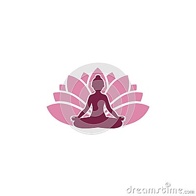 Human and lotus concept design yoga logo Vector Illustration